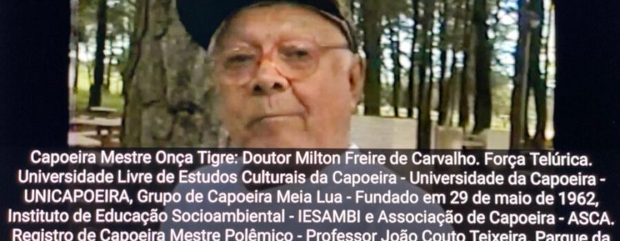 Capoeira Mestre Onça Tigre: Doutor Milton Freire de Carvalho. Força Telúrica. Universidade Livre de Estudos Culturais da Capoeira - Universidade da Capoeira - UNICAPOEIRA, Grupo de Capoeira Meia Lua - Fundado em 29 de maio de 1962, Instituto de Educação Socioambiental - IESAMBI e Associação de Capoeira - ASCA. Registro de Capoeira Mestre Polêmico - Professor João Couto Teixeira. Parque da Cidade, Brasília, Distrito Federal/DF, Brasil. 646,7 MB. Segunda-feira, 31 de Dezembro de 2000.