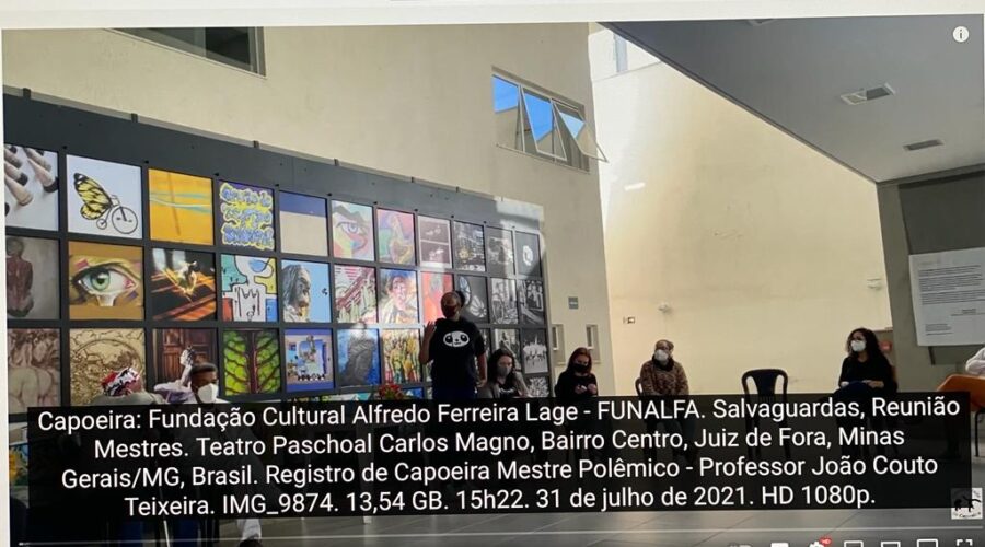 Capoeira: Fundação Cultural Alfredo Ferreira Lage - FUNALFA. Salvaguardas, Reunião Mestres. Teatro Paschoal Carlos Magno, Bairro Centro, Juiz de Fora, Minas Gerais/MG, Brasil. Registro de Capoeira Mestre Polêmico - Professor João Couto Teixeira. IMG_9874. 13,54 GB. 15h22. Sábado, 31 de julho de 2021. HD 1080p.