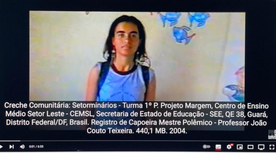 Instituto de Educação Socioambiental - IESAMBI e Universidade Livre de Estudos Culturais da Capoeira - Universidade da Capoeira - UNICAPOEIRA: Creche Comunitária: Setorminários - Turma 1º P. Projeto Margem, Centro de Ensino Médio Setor Leste - CEMSL, Secretaria de Estado de Educação - SEE, QE 38, Guará, Distrito Federal/DF, Brasil. Registro de Capoeira Mestre Polêmico - Professor João Couto Teixeira. 440,1 MB. 2004.