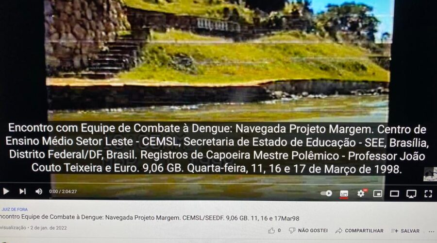 Encontro com Equipe de Combate à Dengue: Navegada Projeto Margem. Centro de Ensino Médio Setor Leste - CEMSL, Secretaria de Estado de Educação - SEE, Brasília, Distrito Federal/DF, Brasil. Registros de Capoeira Mestre Polêmico - Professor João Couto Teixeira e Euro. 9,06 GB. Quarta-feira, 11, 16 e 17 de Março de 1998.